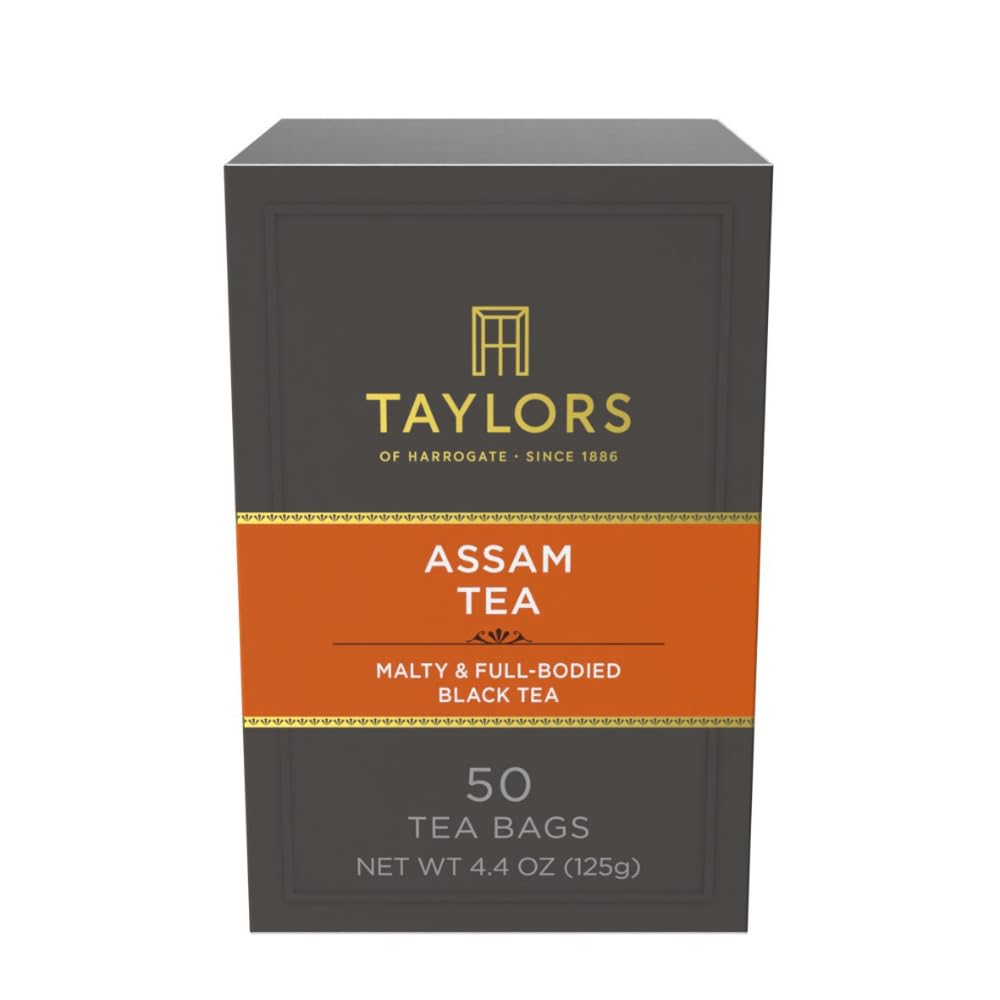Taylors of Harrogate Assam, Black Tea, Pillow Bags, 50 Count (Pack of 6), Full-bodied, Satisfying & Malty, Caffeinated, Enjoy Hot or Iced