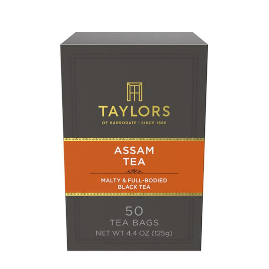 Taylors of Harrogate Assam, Black Tea, Pillow Bags, 50 Count (Pack of 6), Full-bodied, Satisfying & Malty, Caffeinated, Enjoy Hot or Iced
