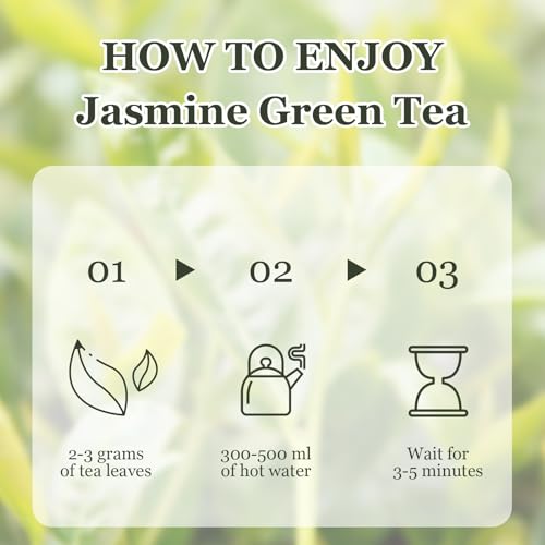 HANFANGLING Jasmine Green Tea - Premium Loose Leaf Tea with Natural Jasmine Flowers, 100% Natural, Aromatic & Refreshing, 1.76oz