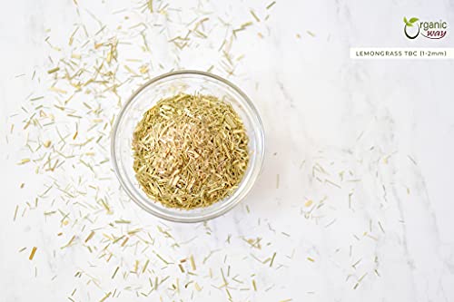 Organic Way Dried Lemongrass Fine Cut & Sifted | Herbal Tea (Cymbopogon citratus) - Organic & Kosher Certified | Raw, Vegan, Non GMO & Gluten Free | USDA Certified | Origin - India (1/2LBS / 8Oz)