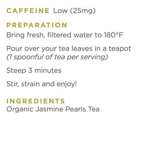Golden Moon Tea Organic Jasmine Pearls Green Tea - Loose Leaf Dragon Pearls, Premium Grade, Non GMO - Travel Tin (48 Servings)