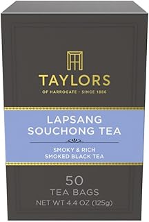 Taylors of Harrogate Lapsang Souchong, Black Tea, Pillow Tea Bags, 50 Count (Pack of 1), Smoky, Rich and Strong, Caffeinated, Enjoy Hot or Iced, 50 Teabags