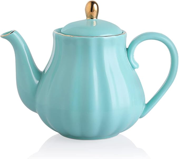 Sweejar Royal Teapot, Ceramic Tea Pot with Removable Stainless Steel Infuser, Blooming & Loose Leaf 