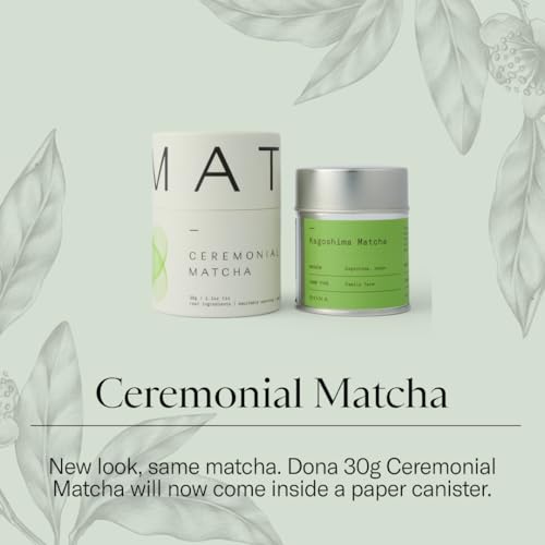 Dona First Flush Ceremonial Grade Matcha, Stone-Milled from Shizuoka, Kagoshima, and Kyoto Family Tea Estate, Hot or Iced, 1.1 Ounce Airtight Sealed Tin