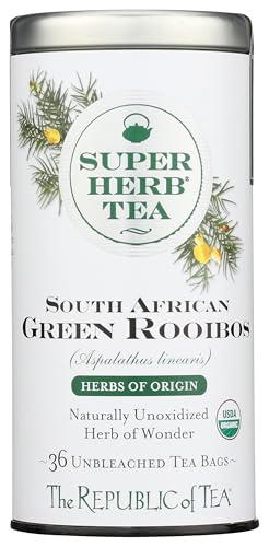 The Republic of Tea — Organic South African Green Rooibos SuperHerb Tea Tin, 36 Herbal Tea Bags, Naturally Caffeine-Free Herbs of Origin