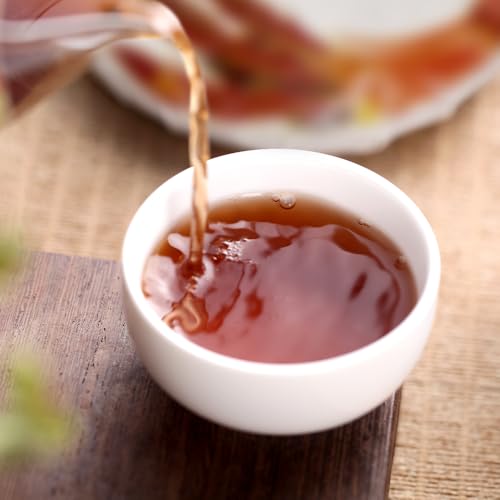 SANRAN Pu Erh Tea, Aged Puer Tea Cake, Ripe Puerh Black Tea, Year 2015, 12.60oz