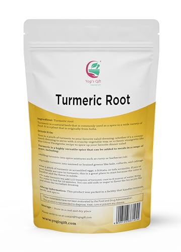 Turmeric root 1 lb | Cut and Sifted Dried Turmeric Pieces | Flavourful Indian Spice | Make Healthy Teas, Smoothies and Lattes | Curcuma longa | 100% Pure and Natural | by Yogi’s Gift®