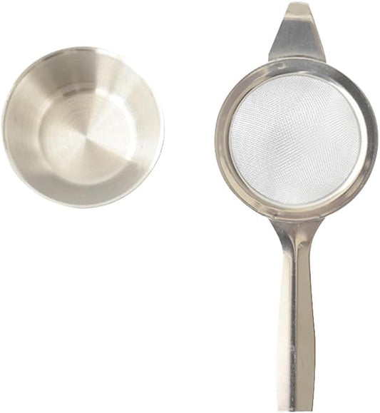 2.2" Mini Matcha Sifter, 30 Fine Mesh T304 Stainless Steel, Tea Strainer, Cocktail Strainer with Base (Silver)