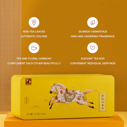 BAMATEA Osmanthus Oolong Tea Loose Leaf - 30 individua Bags - Chinese Loose Leaf Oolong Tea from Anxi High Mountain 210g(7.41oz)