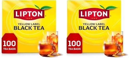 Lipton Black Tea Bags, Hot or Iced High Caffeine Tea, 100 Total Bags