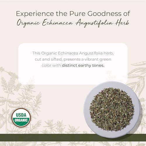 Starwest Botanicals Dried Echinacea Angustifolia Organic - Loose Leaf Herb for Tea & Natural Herbal Blends, Cut & Sifted, Certified Kosher, Non-GMO - 4 oz Pouch