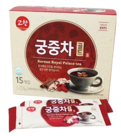 Korean Royal Palace Ssanghwa-Cha Drink Mix 궁중차 Traditional Herbal Powder with Jujube, Ginger & Ginseng | Instant Stick Packs | Naturally Caffeine-Free | DAHLORE