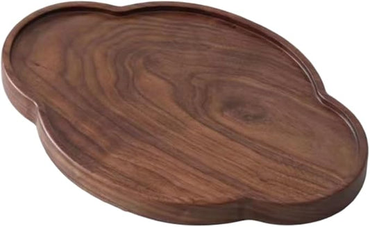 Black Walnut Tea Tray For Gongfu Tea Ceremony, Cloud-Shaped Wooden Tea Table With Chinese Style Design, 21 X 14 Cm