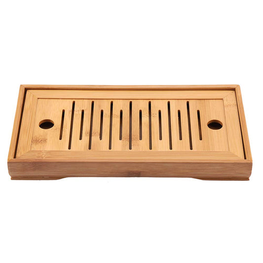 Joyzan Chinese Tea Tray, Mini Bamboo Small Gongfu Tea Table Set Japanese Serving Kung Fu Plate Drainage Reservoir Drawer Type Water Storage Box