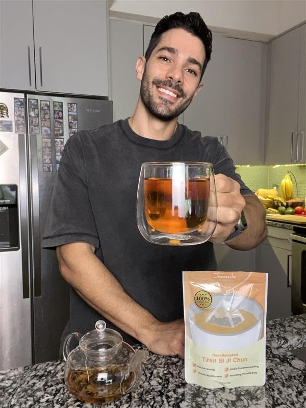 Jemutecha Decaffeinated Oolong 15 Tea Bags, 100% Pure Organic Award-Winning Tea, Refreshing & Smooth, Non-GMO, Premium Taiwanese Asian Tzen Tea for Digestion & Energy