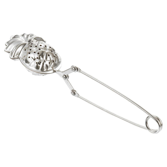 uxcell Pineapple Snap Tea Ball Infuser with Handle, Loose Tea Steeper, Stainless Steel Tea Strainer for Brew Loose Leaf Tea, Silver