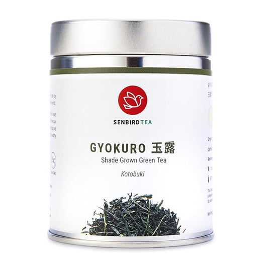 Senbird Premium Gyokuro, Japanese Shade Grown Green Tea - From Kyoto Japan - Imperial Loose Leaf Green Tea In Airtight Tea Tin (1.76oz/50g)