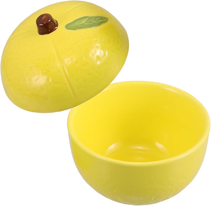 Toyvian Airtight Round Ceramic Lemon Container with Lid for Kitchen Storage Versatile Food Jar for Sugar Seasoning Snacks Elegant Ceramic Storage Pot
