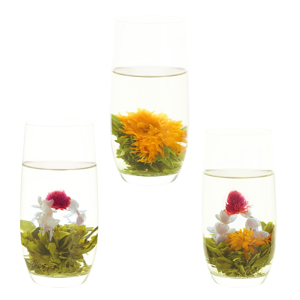 LWXLJMJZC－12 Unique Varieties Blooming Green Tea Ball | Jasmine Flowering Tea | Individual Pack with Flowers－Gifts For Tea Lovers