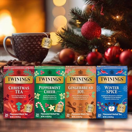 Twinings Gingerbread Joy Holiday Tea, Black Tea Naturally Flavored with Cinnamon and Ginger, Tea Bags Individually Wrapped, 20 Count Ea (Pack of 2)