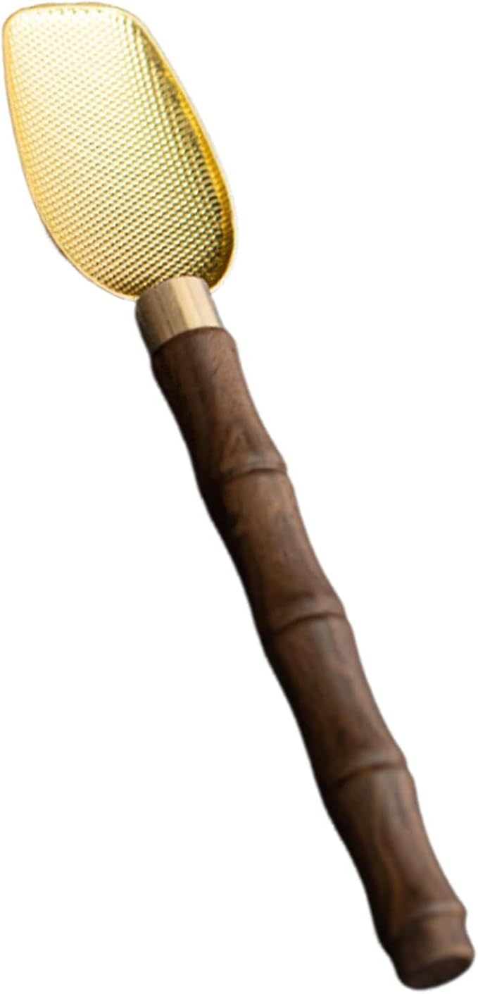 Matcha Scoop,Chashaku Traditional,Easy to Clean,Crafting Handmade Matcha Ceremony Chinese Tea Spoon for Living Room Tabletop, Gold