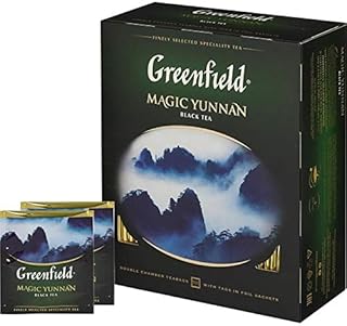 Greenfield Magic Yunnan Black Tea, 100 Double Chamber Tea Bags, Premium Chinese Yunnan Blend, Rich & Malty, Smooth Finish, Individually Sealed Foil Sachets, Caffeinated