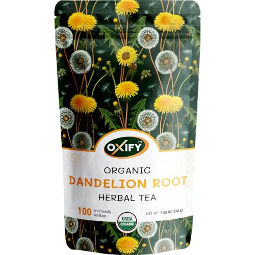 Oxify Organic Turmeric Root Herbal Tea - 100 Eco Friendly Tea Bags (100 Tea Bags, Turmeric)
