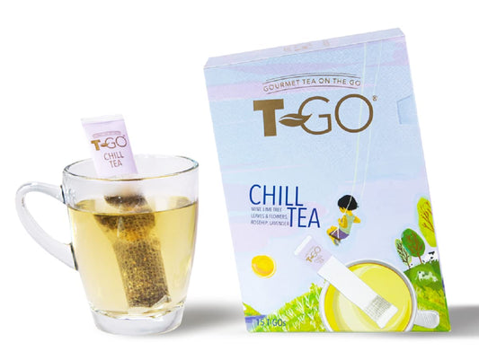 T-GO Chill Tea Herbal Tea Sticks Lavender Chamomile Caffeine Free Herbal 15 Convenient Tea Sticks