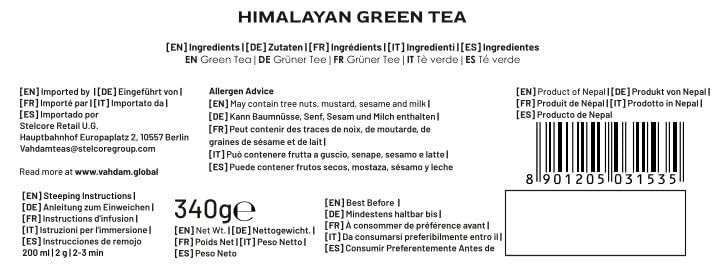 VAHDAM, Green Tea Leaves From Himalayas 170+ Cups (12oz) High Elevation Grown Green Tea Leaves From Himalayas | Pure Unblended Single Origin Green Loose Leaf Tea | Vacuum Sealed