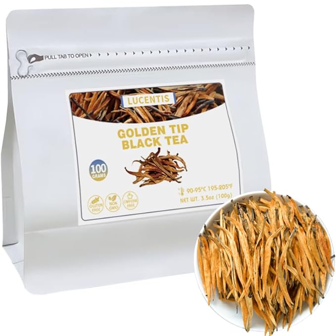 Yunnan Dianhong（滇红）Black Tea – Golden Needle, 金针, GoldenTip, GoldenMonkey, 金丝, Golden Hair – Loose Leaf Chinese Red Tea, 100g / 3.53oz – Bold, Full-Bodied, Delicate and Naturally Sweet