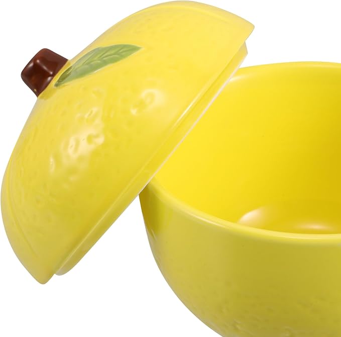 Toyvian Airtight Round Ceramic Lemon Container with Lid for Kitchen Storage Versatile Food Jar for Sugar Seasoning Snacks Elegant Ceramic Storage Pot