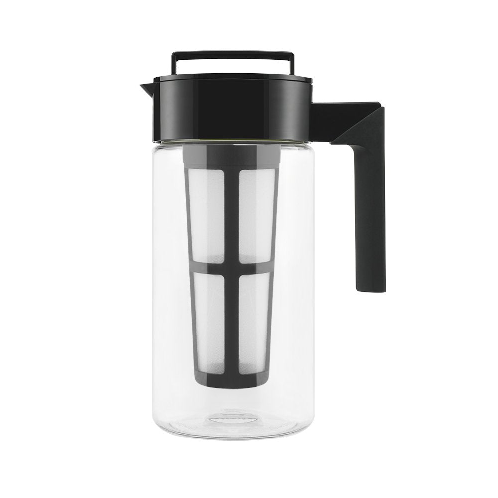 Takeya Flash Chill Iced Tea Maker - Versatile Tea Brewer for Loose/Bagged Tea - Patented Flash Chill Tech Hot/Cold Use BPA-Free Tritan Dishwasher Safe - Airtight Lid Made in USA - 1 Quart/Black