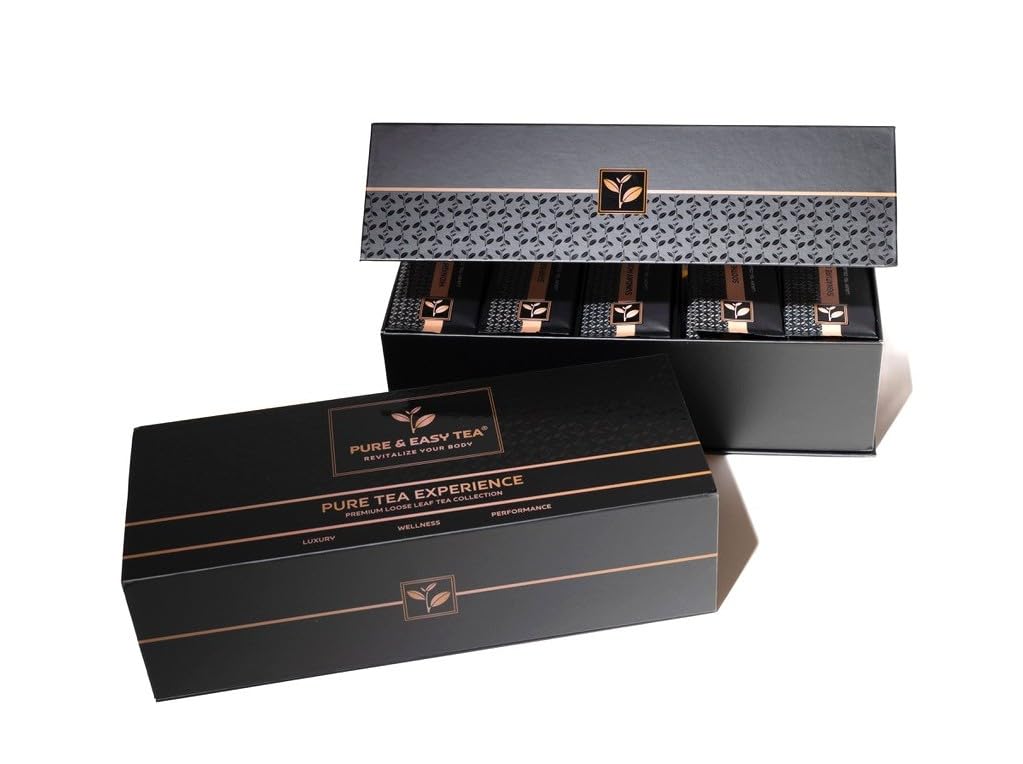 Pure And Easy Tea, Premium Tea Flight Gift Set, 30 Individual Loose Leaf Tea Packets, 10 Blend Tea Sampler, Herbal &