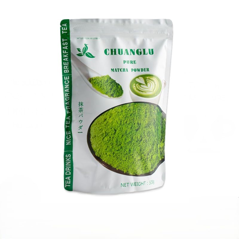 CHUANGLU Bulk Culinary Grade Matcha Powder - 500g | Commercial Supply for Bubble Tea Shops & Cafes | Vibrant Green & Versatile (Large-500g)