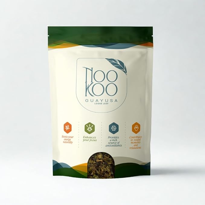 NooKoo Guayusa Loose Leaf Tea – 32oz Organic Caffeine Boost | Smooth, Jitter-Free Energy Alternative to Coffee | Antioxidant Herbal Tea for Focus & Clarity