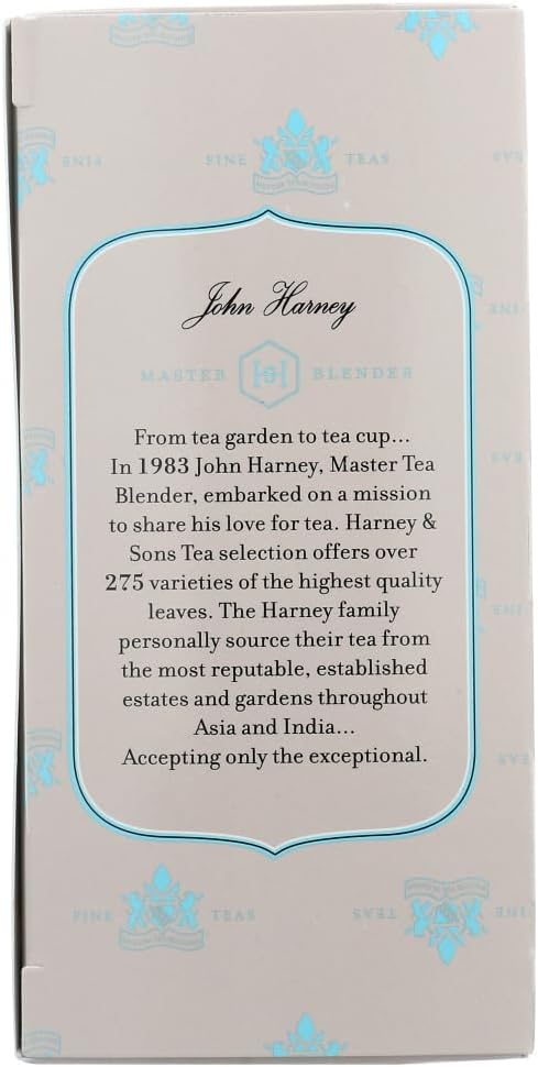 Harney & Sons Premium Tea, Organic Earl Grey Supreme Black Tea, Individually Wrapped Tea Bags, 20/box