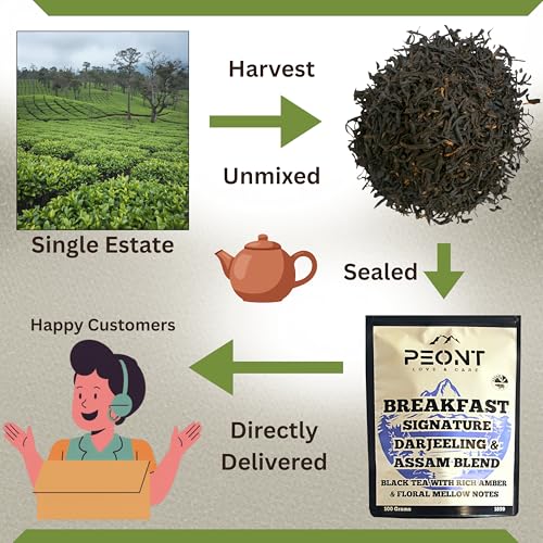 Peont First Flush Single Estate Darjeeling Black Tea, 100g,Crisp with Citrus, Floral & Peach Notes, Premium Loose Leaf