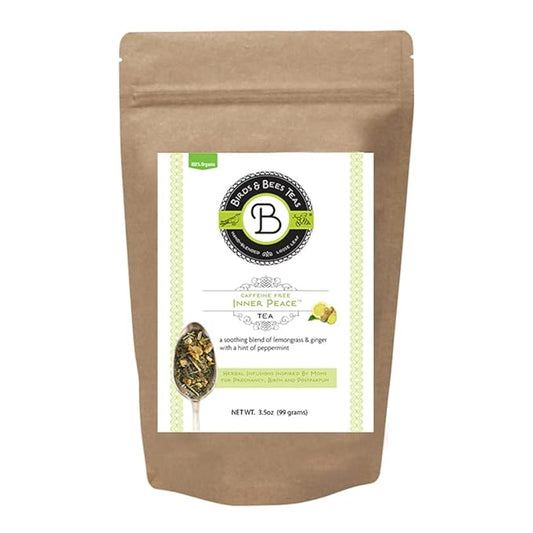Birds & Bees Teas - Inner Peace Organic Herbal Tea - Loose Leaf Blend with Lemongrass, Skullcap, Ginger, Spearmint, Orange Peel, and Peppermint