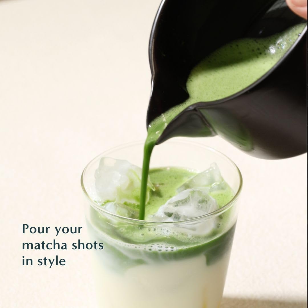 Naoki Matcha Traditional Ceramic Chawan Matcha Tea Bowl with Pour Spout Set | Hand Made, Black Matte Glaze, 18 Ounce, For Perfectly Whisked Matcha Green Tea