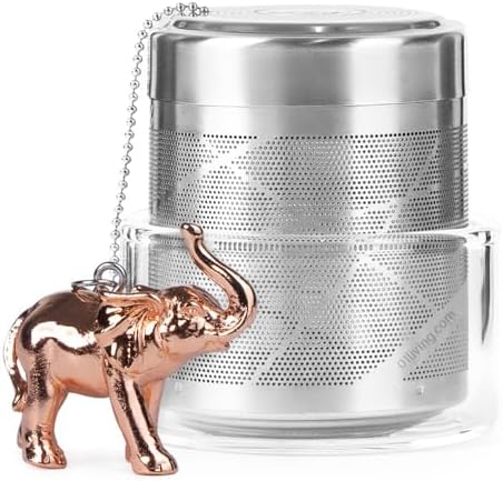 Elephant Tea Infuser Stainless Steel with Rose Gold Charm - Animal Tea Ball Strainer