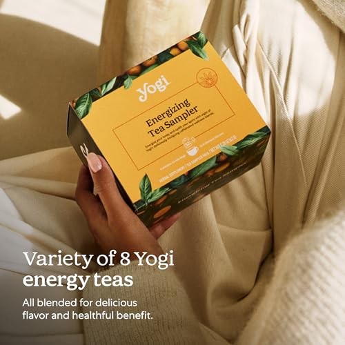 Yogi Organic Tea Energy Sampler Box Set (32 Tea Bags) - Gifts for Mom - 8 Energizing Black & Green Teas - Contains Caffeine