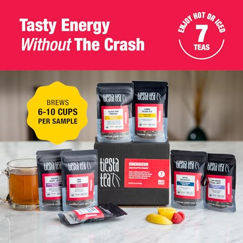 Tiesta Tea - Black Sampler Dry Flight Set, Loose Leaf, High Caffeine, Makes Hot & Iced, Assorted Tea Sets with Herbal, Chai, Fruit Black Teas & More, 7 Resealable Sample Pouches