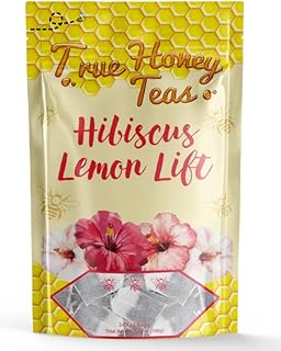 True Honey Hibiscus Lemon Lift Tea Bags - Honey Crystals Blended in Every Sachet - Organic Rooibos Tea with Hibiscus and Lemon Myrtle - All Natural Organic Herbal Caffeine Free Tea Bag 24 Count