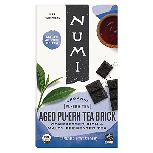 Numi Organic Emperor's Pu-erh Tea, 16 Dark Tea Bags, Aged Fermented Yunnan Black Tea, Caffeinated