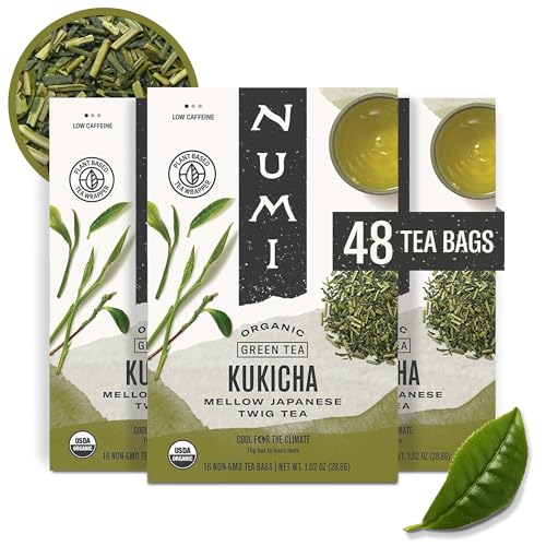 Numi Organic Green Tea with Jasmine, 54 Green Tea Bags Scented with Real Jasmine Flowers, Micro-Plastic Free Compostable Bags