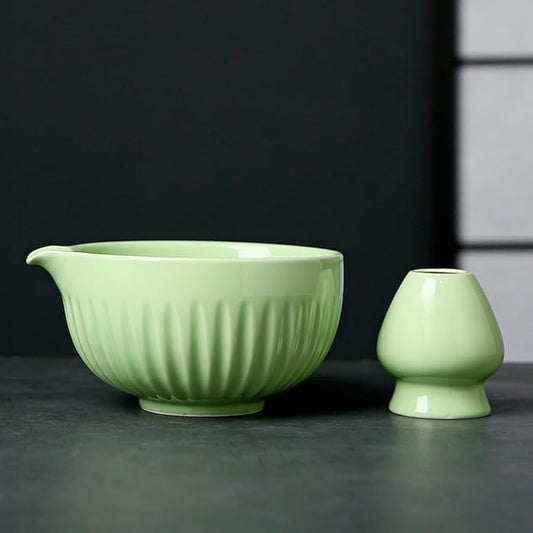 zhtywhgiTraditional ceramic spouted matcha bowl, green matcha set, 21.98 oz, perfect for matcha lovers