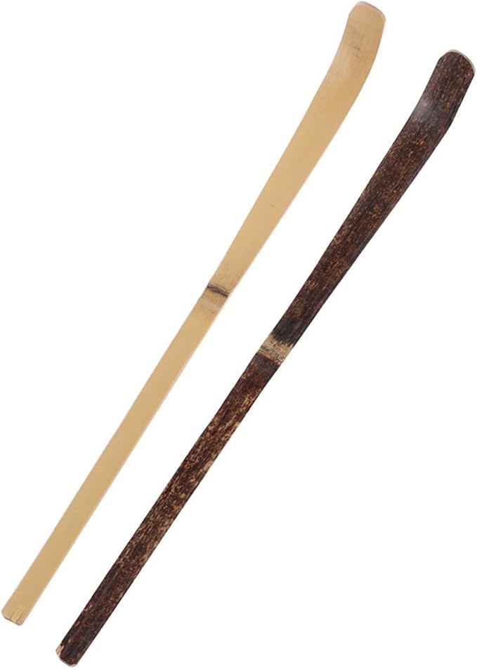 2 Pcs Bamboo Matcha Scoop, Japanese Tea Leaf Sticks Tea Whisk Scooping for Spices Condiments Coffee Powder