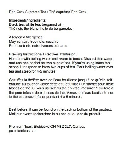 Harney &amp; Sons Earl Grey Supreme Tea Sachets, 50 Count | Black tea with silver tips and natural bergamot oil. Contains caffeine.