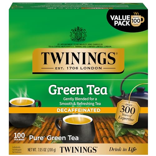 Twinings Green Tea with Jasmine Individually Wrapped Bags, 100 Count (Pack of 1), Fragrant Floral Scent, Caffeinated, Enjoy Hot or Iced, 100 Teabags