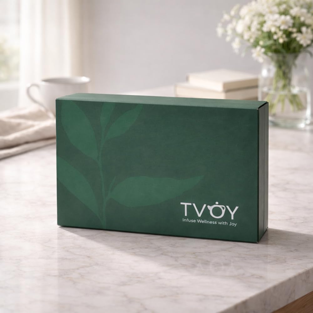 Tvoy- Assorted Tea Infusion Gift Set 6 Unique Flavors and Reusable Tea Stainer, Loose Leaf Tea Set Flavors Include, Mint Green Tea